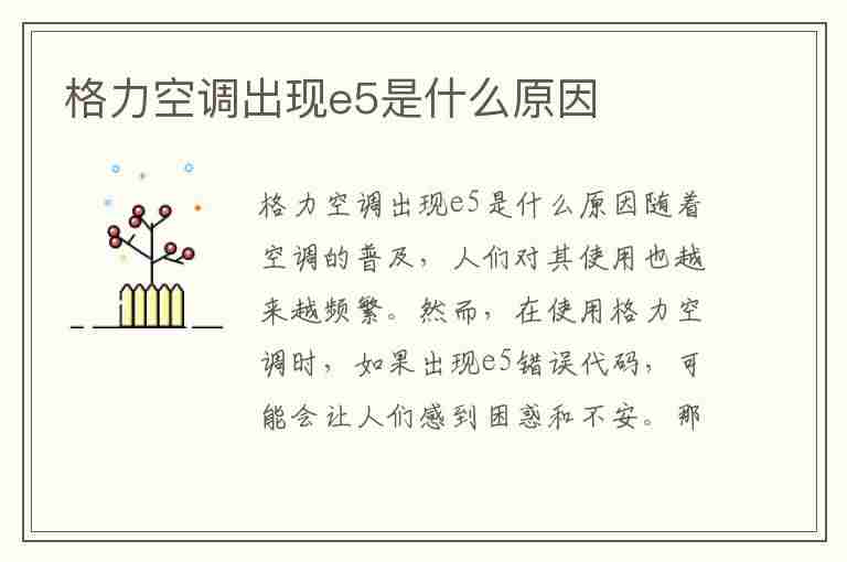 格力空调出现e5是什么原因(格力空调出现e5是什么原因?如何解决?)